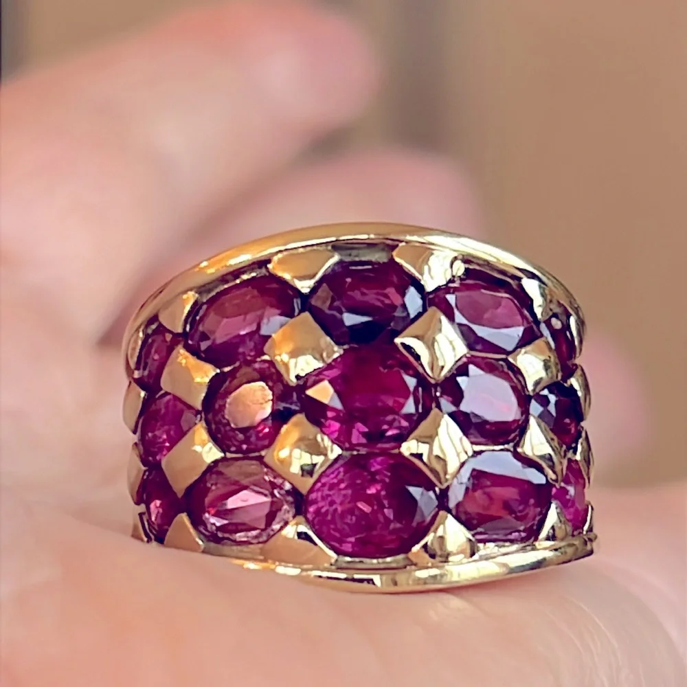 18k gold l Sapphire snd ruby band - Picture 4 of 11